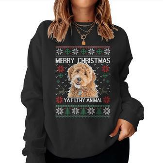 Merry Dogmas Golden Doodle Dog Christmas Ugly Sweater Women Sweatshirt - Monsterry AU