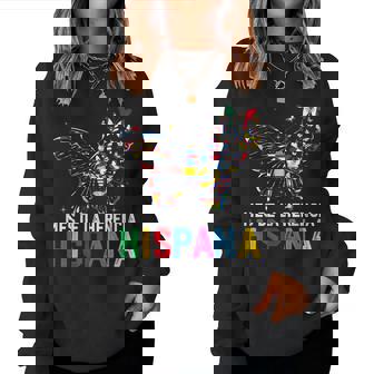 Mes De La Herencia Hispana Butterfly Latinx Countries Flag Women Sweatshirt - Seseable