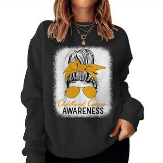 Messy Bun Childhood Cancer Awareness Childhood Monthe Women Sweatshirt - Monsterry CA