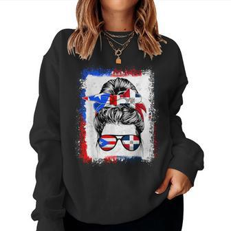 Messy Bun Half American Puerto Rican Dominican Root Women Sweatshirt - Seseable