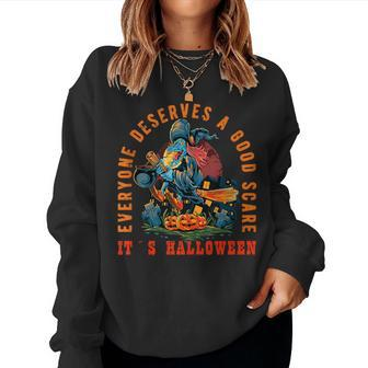 Messy Bun Scary Godmother Life Size Witch Women Sweatshirt | Mazezy