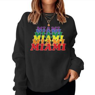 Miami City Gay Pride Rainbow Word Women Sweatshirt | Mazezy