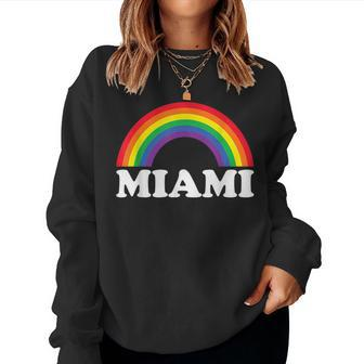 Miami Rainbow Lgbtq Gay Pride Lesbians Queer Women Sweatshirt | Mazezy