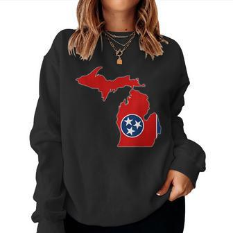 Michigan State Map Tennessee Tn Flag Roots Men Women Sweatshirt | Mazezy