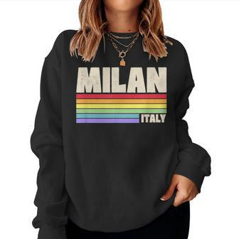 Milan Italy Rainbow Gay Pride Merch Retro 70S 80S Queer Sweatshirt | Mazezy