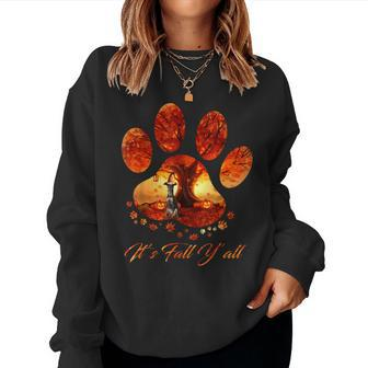 Miniature Pinscher It's Fall Y'all Dog Paw Halloween Halloween Women Sweatshirt | Mazezy