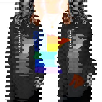 Minnesota Map - State Gay Pride Rainbow Flag Lgbt Women Sweatshirt | Mazezy