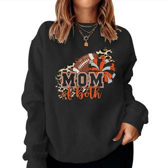 Mom Of Both Football Cheer Orange Black Pom Leopard Women Sweatshirt - Monsterry AU