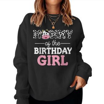 Mommy Of The Birthday Girl Farming Cow Family Cute Gifts Women Crewneck Graphic Sweatshirt - Seseable