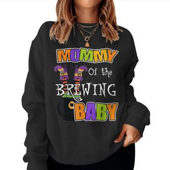 Mommy Of Brewing Baby Halloween Theme Baby Shower Spooky Women Sweatshirt - Seseable