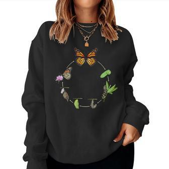 Monarch Life Cycle Butterfly Caterpillar Women Sweatshirt - Seseable
