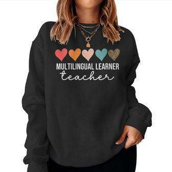 Multilingual Learner Teacher Leopard Multilingual Learners Women Sweatshirt - Seseable