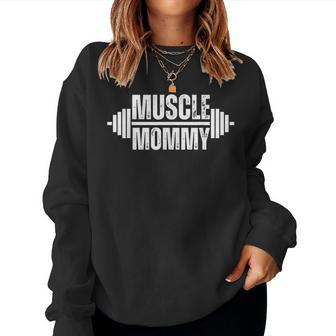 Muscle Mommy Weightlifter Mom Cute Gym Mother Workout Women Crewneck Graphic Sweatshirt - Seseable