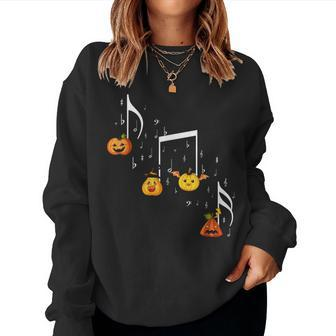 Music Note Pumpkin Fall Music Teacher Halloween Costume Women Sweatshirt - Monsterry