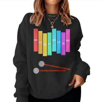 Music Xylophone Vintage Percussion Instrument Rainbow Colour Women Sweatshirt | Mazezy
