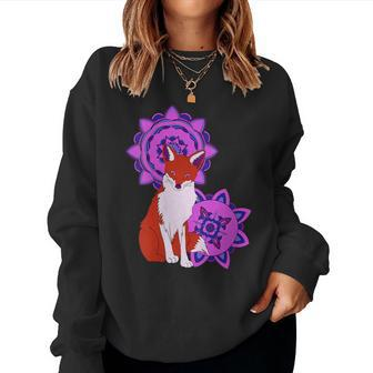 Mystical Fox Mandala Women Sweatshirt | Mazezy