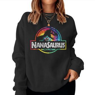 Nanasaurus T Rex Dinosaur Nana Saurus Family Matching Women Crewneck Graphic Sweatshirt - Monsterry DE