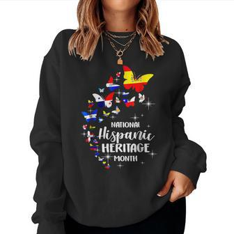 National Hispanic Heritage Month Butterfly Countries Flags Women Sweatshirt