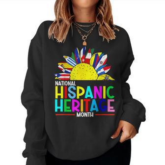 National Hispanic Heritage Month Latino Flags Sunflower Women Sweatshirt - Monsterry DE