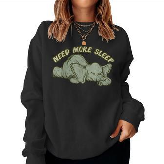 Need More Sleep Elephant Tired Animal Lover Coffee Lover Women Crewneck Graphic Sweatshirt - Thegiftio UK