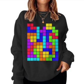 Nerdy Tetrominoes Block Puzzle Video Game Math Teacher Geek Women Sweatshirt - Monsterry DE