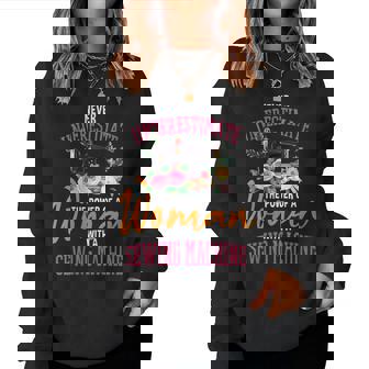 Never Underestimate The Power Of A Woman Sewing Machine Gift For Womens Women Crewneck Graphic Sweatshirt - Seseable