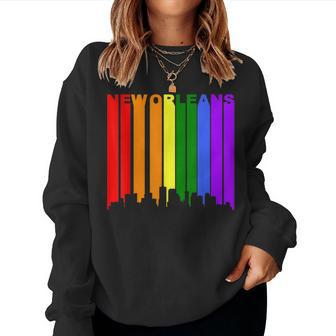 New Orleans Louisiana Lgbtq Gay Pride Rainbow Skyline Women Sweatshirt | Mazezy