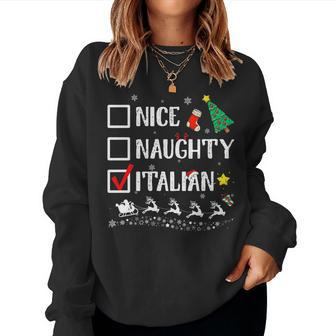 Nice Naughty Italian Cute Christmas Tree Santa Hat Women Sweatshirt | Mazezy