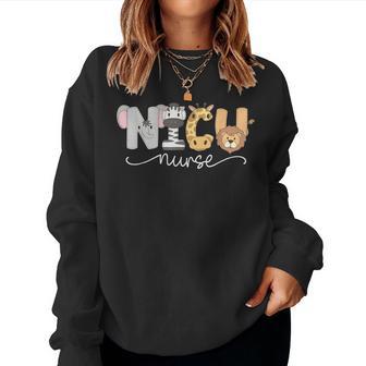 Nicu Nurse Cute Safari Baby Animals Nursing Appreciation Women Crewneck Graphic Sweatshirt - Thegiftio UK