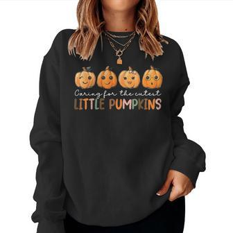Nicu Nurse Halloween Cutest Pumpkins Mother Baby Nurse Fall Women Sweatshirt - Seseable