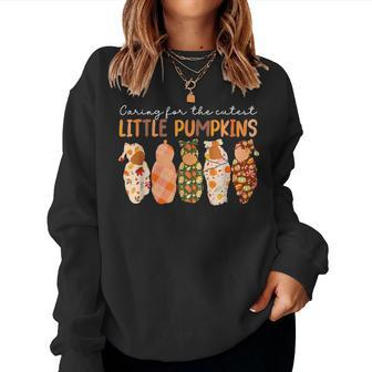 Nicu Nurse Halloween Cutest Pumpkins Mother Baby Nurse Fall Women Sweatshirt - Thegiftio UK