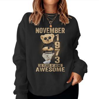 November 1973 50Th Birthday 2023 50 Years Of Being Awesome Women Sweatshirt - Thegiftio UK