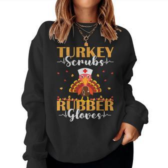 Nurse Turkey Thanksgiving Fall Scrubs Top For Nursing Women Sweatshirt | Mazezy