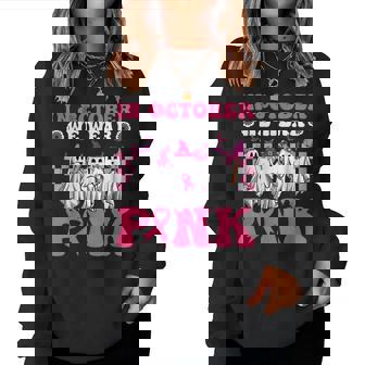 In October We Wear Pink Ghosts For Breast Cancer Women Sweatshirt | Seseable CA