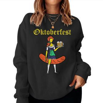 Oktobefest Drindl Bratwurst Fun German Costume Barmaid Women Sweatshirt - Seseable