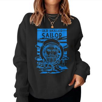Old Skilled Sailor - Captain Illustration - Anchor Wheel Women Sweatshirt | Mazezy