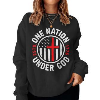 One Nation Under God American Flag Patriotic 4Th Of July Women Sweatshirt | Mazezy