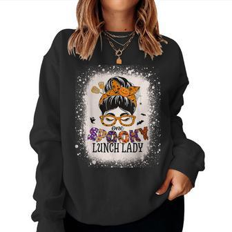 One Spooky Lunch Lady Bleached Halloween Women Sweatshirt - Monsterry CA