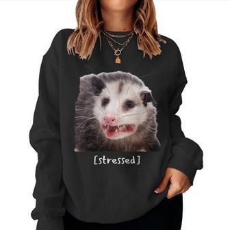 Opossum Stressed Funny Street Cat Meme Men Women Women Crewneck Graphic Sweatshirt - Seseable