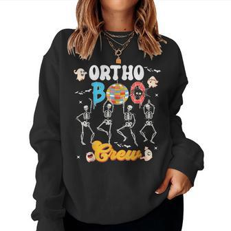 Ortho Orthopedic Halloween Boo Crew Skeleton Dancing Nurse Women Sweatshirt | Mazezy