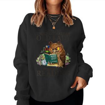 Owl Murder Never Underestimate An Old Lady Who Loves Reading Gift For Womens Women Crewneck Graphic Sweatshirt - Seseable