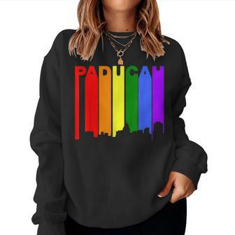 Paducah Kentucky Lgbtq Gay Pride Rainbow Skyline Women Sweatshirt | Mazezy