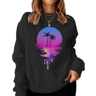 Palm Trees Beach Sunset Beach Lovers Women Men Women Sweatshirt | Mazezy