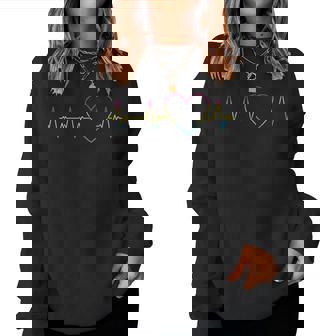 Pan Heartbeat - Pansexual Flag Pride Month Ecg Pulse Line Women Sweatshirt | Mazezy