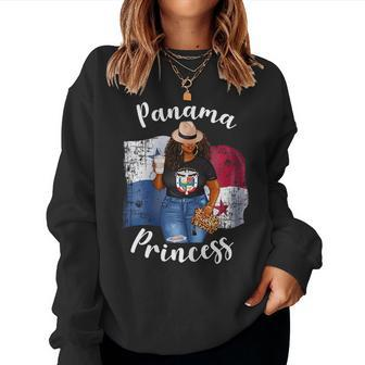 Panama Princess Loves Coffee Panamanian Afro Black Woman Women Crewneck Graphic Sweatshirt - Seseable