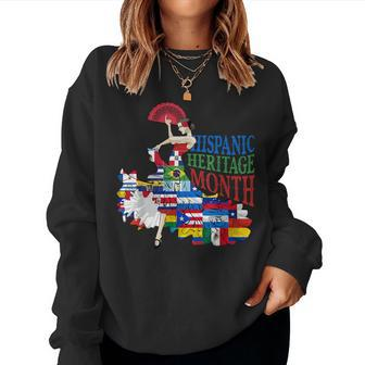 Hispanic Heritage Month Dancing Latin American Flags Women Sweatshirt - Thegiftio UK