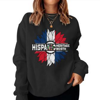 Hispanic Heritage Month Dominican Republic Flag Sunflower Women Sweatshirt - Seseable