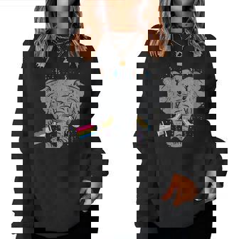 Pansexual Flag Elephant Lgbt Pan Pride Stuff Animal Women Sweatshirt | Mazezy