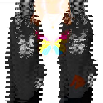 Pansexual Pride Pan Flag Butterfly Subtle Lgbtq Women Sweatshirt | Mazezy