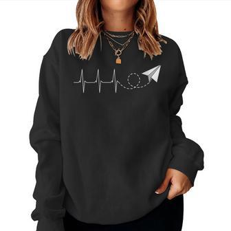 Paper Airplane Heartbeat Aeronautical Engineering Women Sweatshirt | Mazezy